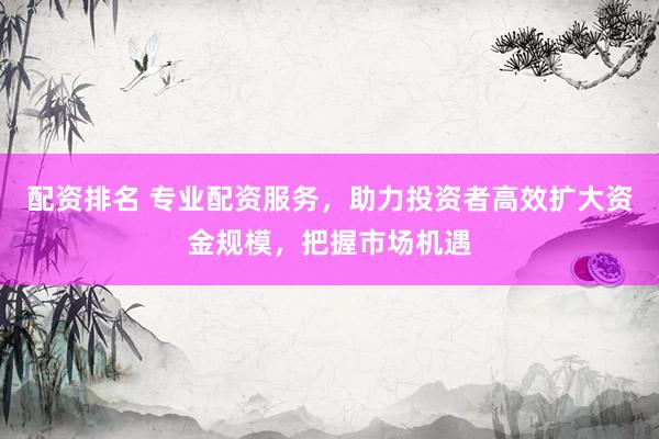 配资排名 专业配资服务，助力投资者高效扩大资金规模，把握市场机遇