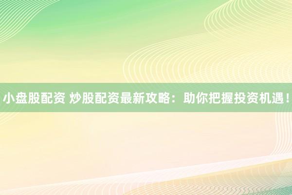 小盘股配资 炒股配资最新攻略：助你把握投资机遇！