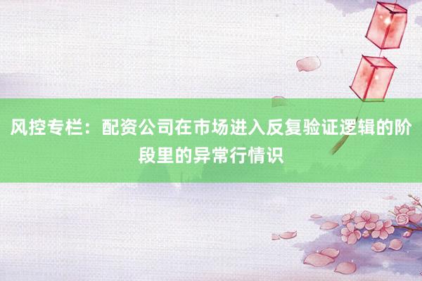 风控专栏：配资公司在市场进入反复验证逻辑的阶段里的异常行情识