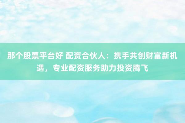 那个股票平台好 配资合伙人：携手共创财富新机遇，专业配资服务助力投资腾飞