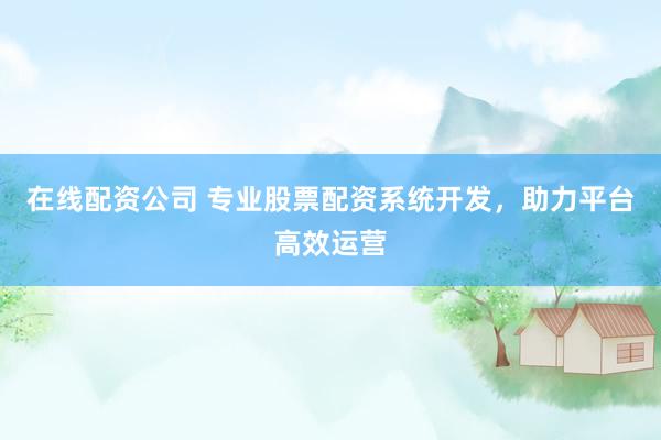 在线配资公司 专业股票配资系统开发，助力平台高效运营